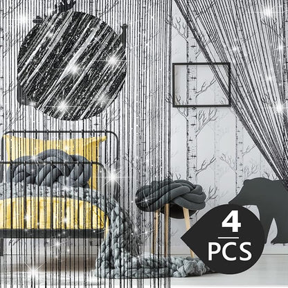 WILLBOND 4 Pcs String Curtains Glitter Fringe Curtains by Willbond+Technology+Limited
