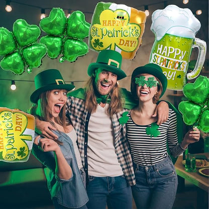 St. Patrick's Day Balloons 5pcs 18 Inch Shamrock Balloons Clover Foil Balloon - Image 4