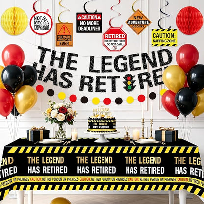 The Legend Has Retired Party Decorations, Funny Caution Warning Retirement - Image 6