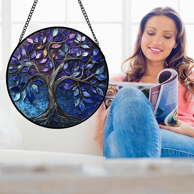 DASTOLL Stained Glass Window Hanging, and Mom 11.8x11.8 in - Image 2