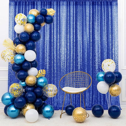 2×8FT-2PCS Royal Blue Sequin Backdrop Curtains Panels, Photography Backdrop - Image 4
