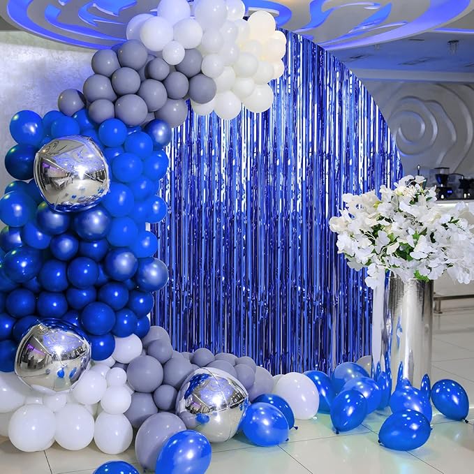 Crosize 4 Pack Dark Blue Party Streamers Backdrop, 3.3 x 9.9 ft | Tinsel Foil - Image 4