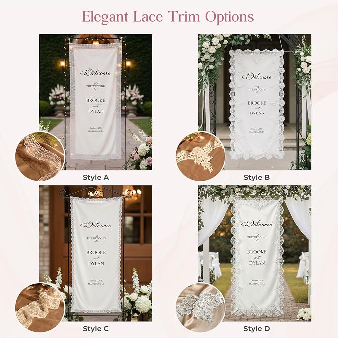 Custom Wedding Welcome Sign Fabric Linen Banner - Image 4