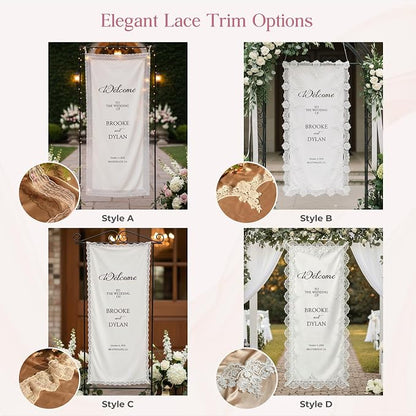Custom Wedding Welcome Sign Fabric Linen Banner - Image 4