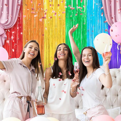 Crosize 4 Pack Rainbow Streamers Backdrop, 3.3 x 9.9 ft, Party Decorations | - Image 7