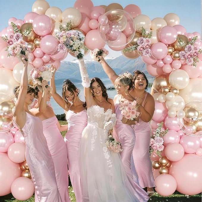 Pink and Gold Balloon Arch Kit Pearl Pink Balloon Garland Kit | 126Pcs Pastel - Image 2
