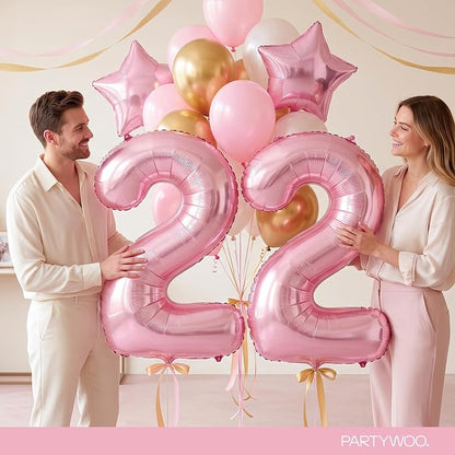 PartyWoo Number Balloons 40 Inch Pink Number 2 Kit 25pcs - Image 9