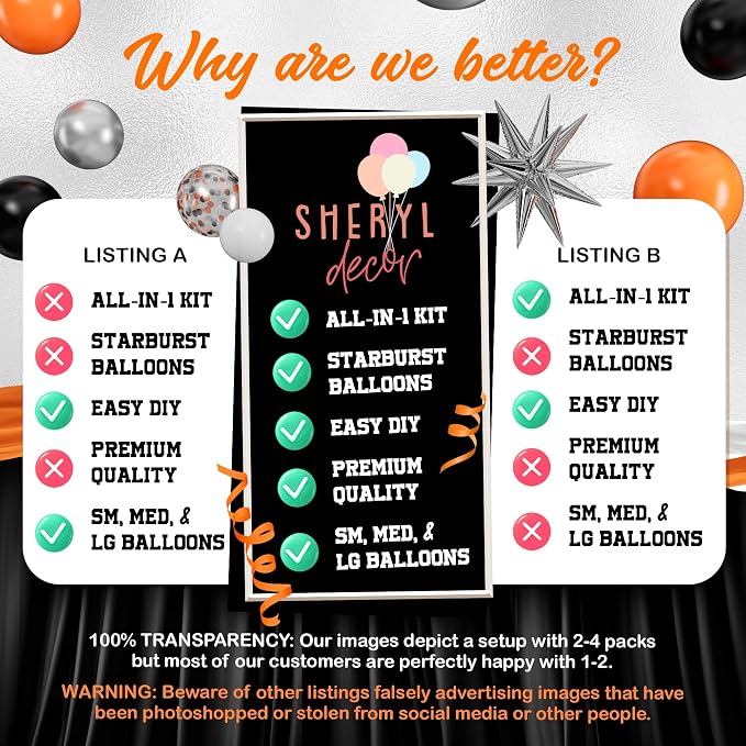 ALL-IN-1 Orange Black White Balloons Arch Kit - Image 6