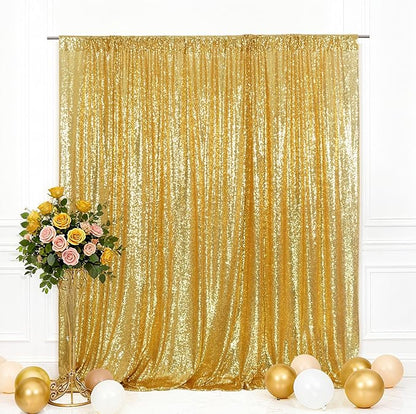 Eternal Beauty Gold 3mm Sequin Backdrop 8x8 Ft by EternalBeauty