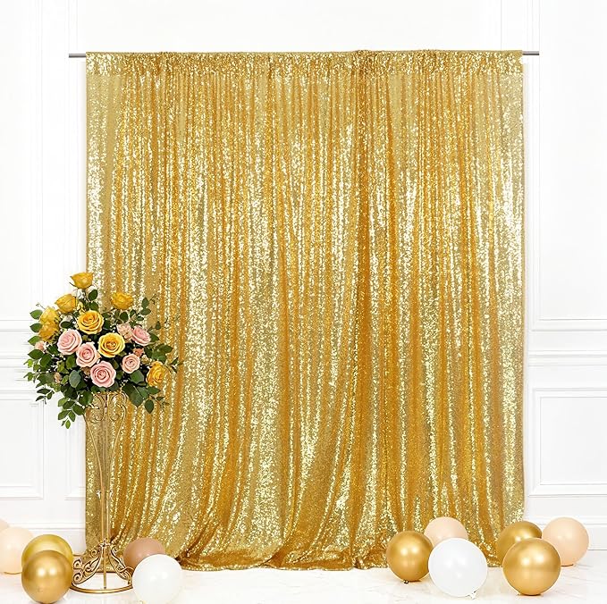 Eternal Beauty Gold 3mm Sequin Backdrop 8x10 Ft by EternalBeauty