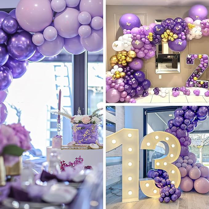 PartyWoo Metallic Purple Balloons 50pcs Chrome Purple Color 12 Inch | Balloons - Image 5