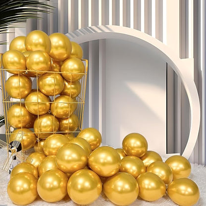 Firomi Metallic Chrome Gold Balloons 5-inch 100 Pack | Helium Small-Medium by Firomi