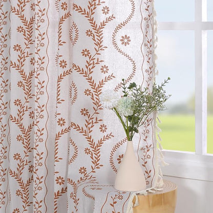 Schweek Boho Floral 63 Inches Long Semi Sheer Curtains 2 Panels - Image 7