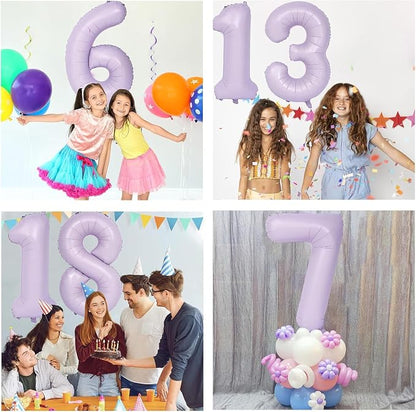 40 Inch Purple Number Balloons Light Purple 4 Balloon Matte Purple Birthday - Image 5