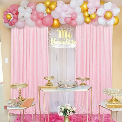 Backdrop Curtain Sequin Fabric 6 Pcs 2ftx8ft Pink Sequin Curtains Backdrop | - Image 2
