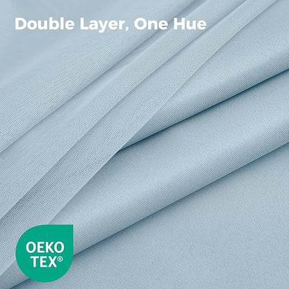 100% Blackout Curtains for Bedroom, Double Layer Blue Curtains, Room Darkening - Image 4