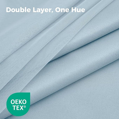 100% Blackout Curtains for Bedroom, Double Layer Blue Curtains, Room Darkening - Image 4