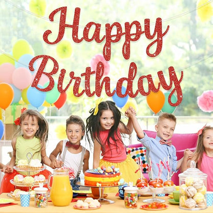 Glitter Happy Birthday Banner Sign Birthday Garland Wall Door Banners Flag - Image 3