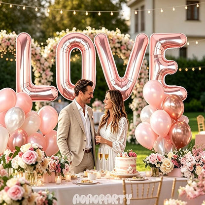 Letter Balloons Rose Gold 40 Inch H Large Big Foil Mylar Balloon | - Image 5