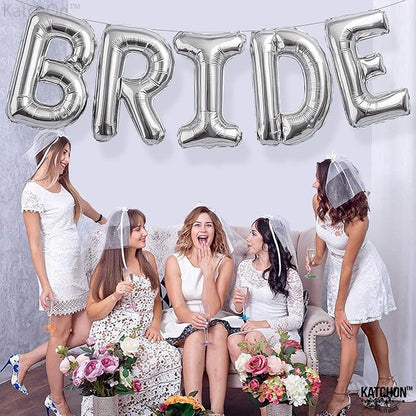 KatchOn Silver Bride Balloons 40 Inch, Bachelorette Party Decorations | Silver - Image 7