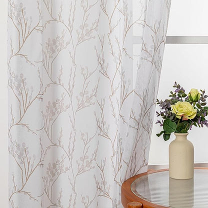 MYSKY HOME Brown Sheer Curtains 84 inches Long by MYSKYHOME