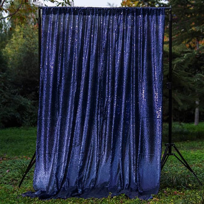 JYFLZQ Navy Blue Sequin Backdrop Curtains 10ft x 10ft 1 Panel Glitter Photo by JYFLZQ