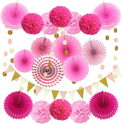 Party Decoration, Pom Poms Flowers, Garlands String Polka Dot and Triangle by ZERODECO