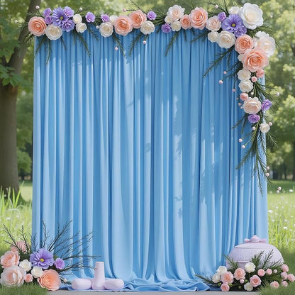 Blue Backdrop Curtain for Wedding Parties Backdrop Drapes 10x8FT | Wrinkle Free by Wokceer