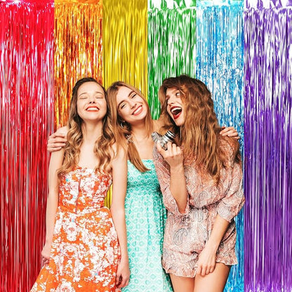 GOER 6.5 ft x 8.2 ft Metallic Tinsel Foil Fringe Curtains, Graduation - Image 5