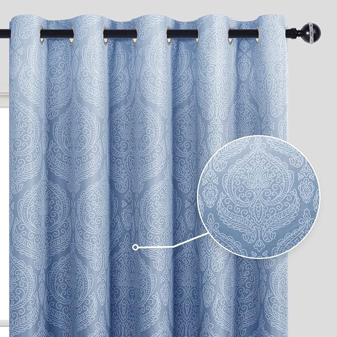 DWCN Navy Blackout Damask Curtains - Image 2