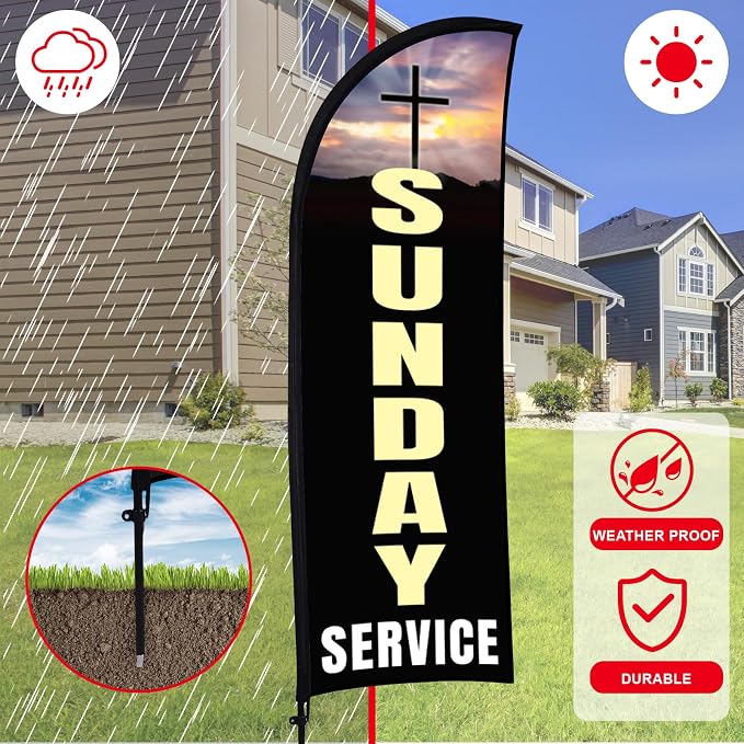 Buryeah 2 Sets Welcome Feather Flag Sign Kit 8 ft Welcome Banners Swooper Flag - Image 6