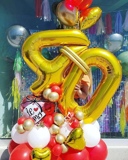 Gold 45 Number Balloons, 40 Inch Giant Number 45 Balloons Foil Mylar Helium - Image 3