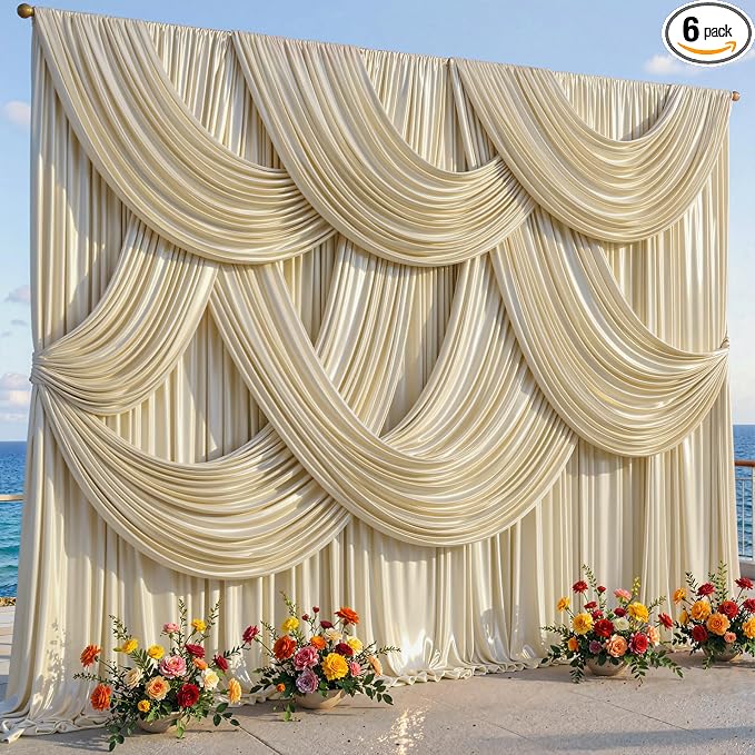 30x10ft Champagne Beige Glitter Backdrop Curtain by Partisky