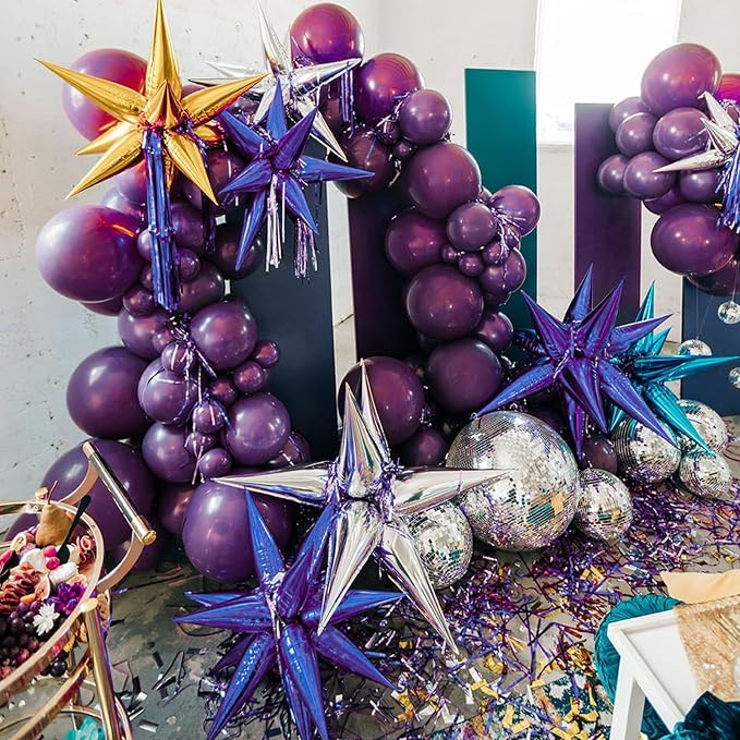 PartyWoo Dark Purple Star Spike Balloon Arch Kit 110pcs Different Sizes | 18 12 - Image 8