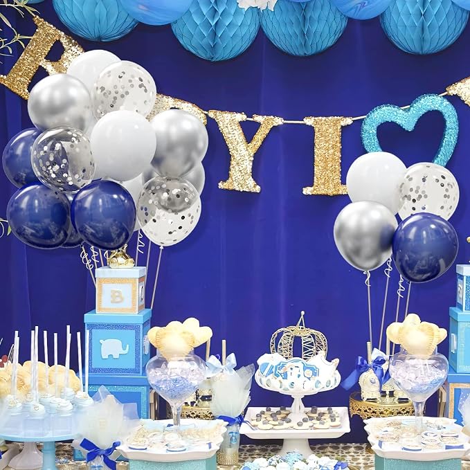 62pcs Silver Navy Blue Balloons Kit - Image 7