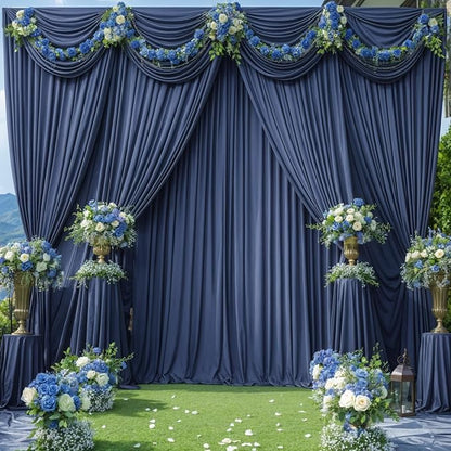 8 Panels Navy Blue Backdrop Curtains - Image 9