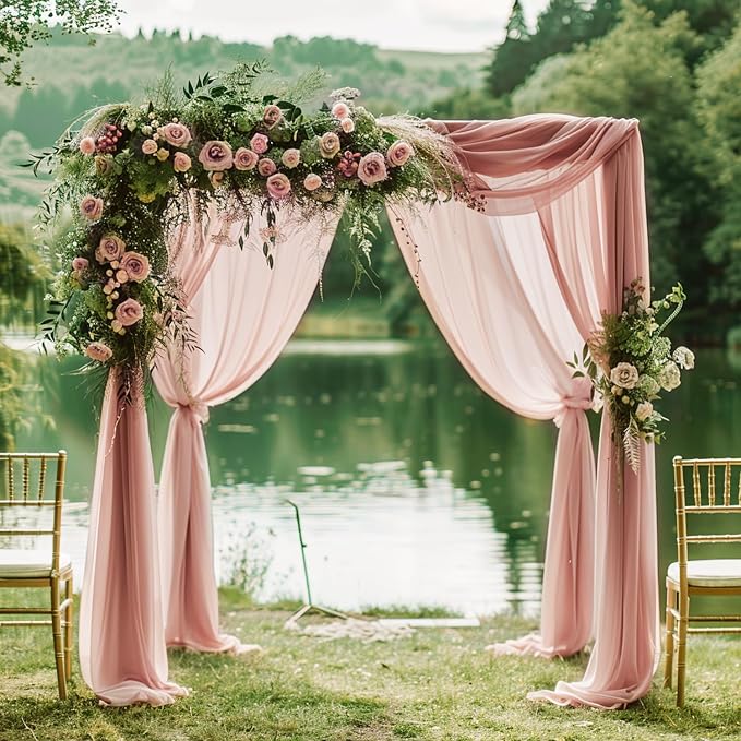 Wedding Arch Draping Fabric Backdrop Drapes 2 Panels, Dusty Rose | 28.7"x20FT - Image 3