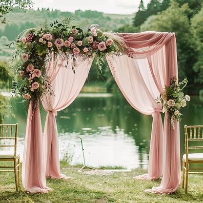 Wedding Arch Draping Fabric Backdrop Drapes 6 Panels, Dusty Rose | 28.7"x20FT - Image 6