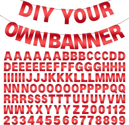 DIY Banner Kit with Letters Bright Red Customizable Birthday Banners Graduation by mifengda