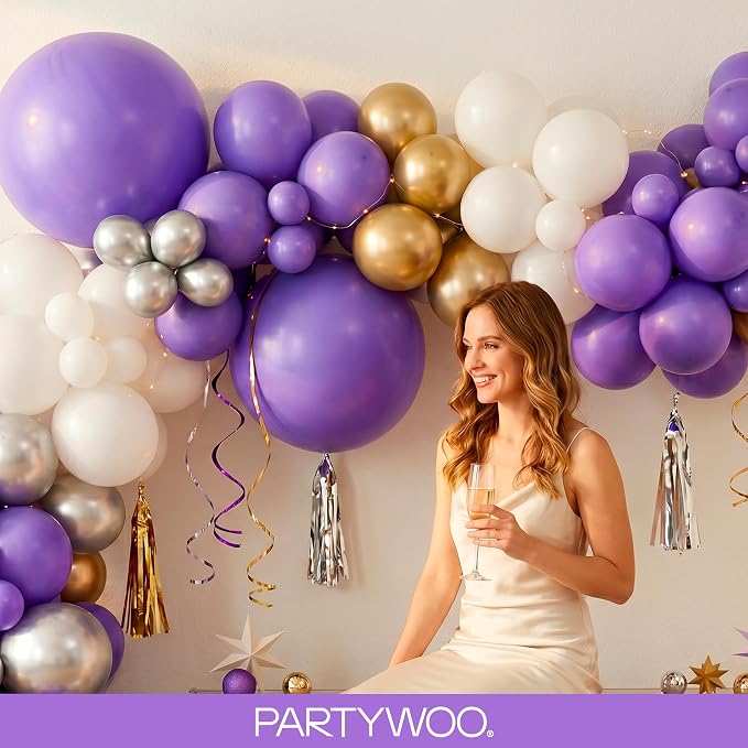 PartyWoo Purple Balloons 140pcs Different Sizes of 18 12 10 5 Inch | Balloons - Image 9
