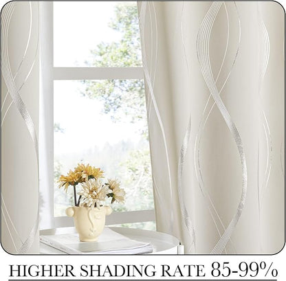 NICETOWN Beige Kitchen Curtains Small Blackout Panels 34 by 54 Inch, Window - Image 4