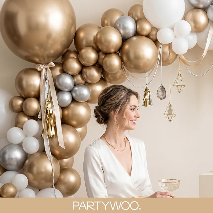 PartyWoo Metallic Gold Balloons 100pcs Chrome Gold Color 18 12 10 5 Inch | 18 - Image 9