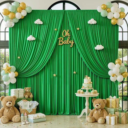 50x12 ft Green Backdrop Curtains - Image 5