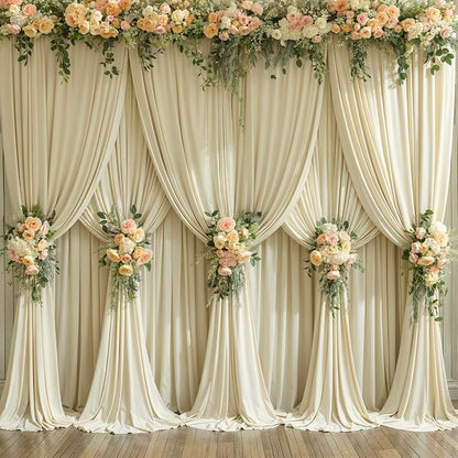 10 Panels Backdrop Curtains for Wedding Party Wrinkle Free Beige Backdrops - Image 3