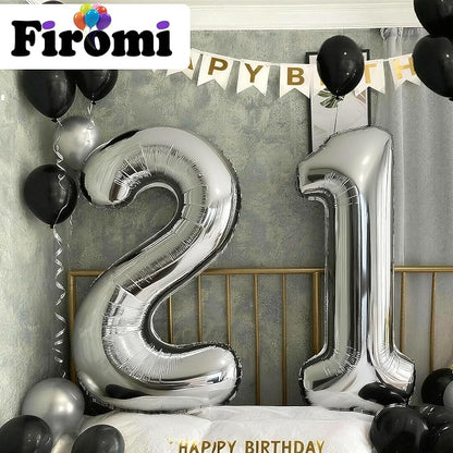 FIROMI 21 Number Balloons 40inch Silver Big Foil Mylar 21th Balloon Numbers | - Image 5