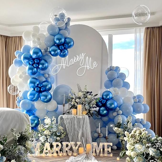 FOTIOMRG 50pcs Metallic Blue Balloons, 12 inch, Latex Party Decorations - Image 6