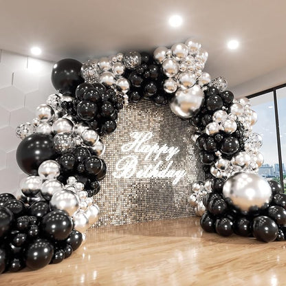 Black and Silver Balloon Arch Kit, Graduation, Anniversary Decorations by ADOINBY