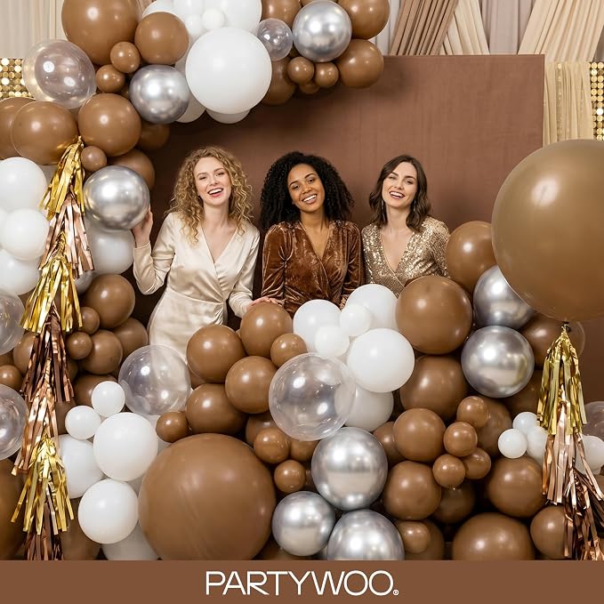 PartyWoo Brown Balloons 140pcs Neutral Boho Color 18 12 10 5 Inch | 18 12 10 5 - Image 5