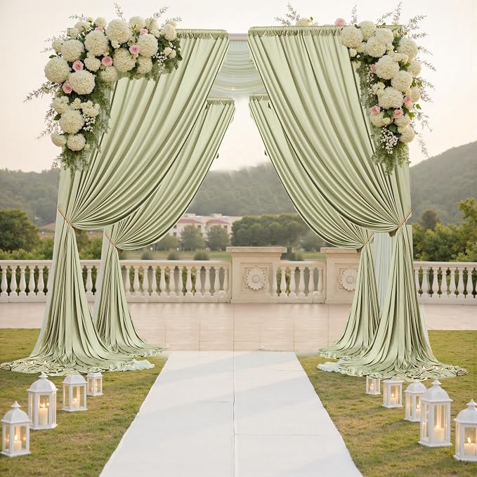 10 ft x 10 ft Wrinkle Free Light Green Backdrop Curtain - Image 6