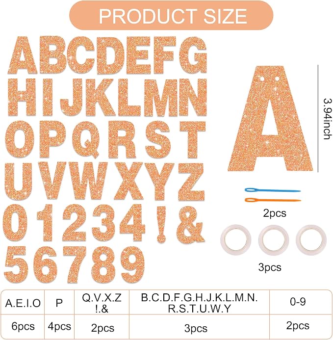 BEISHIDA Light Orange 116 PCS A-Z DIY Letter Custom Banner Party Decor | 111 - Image 3